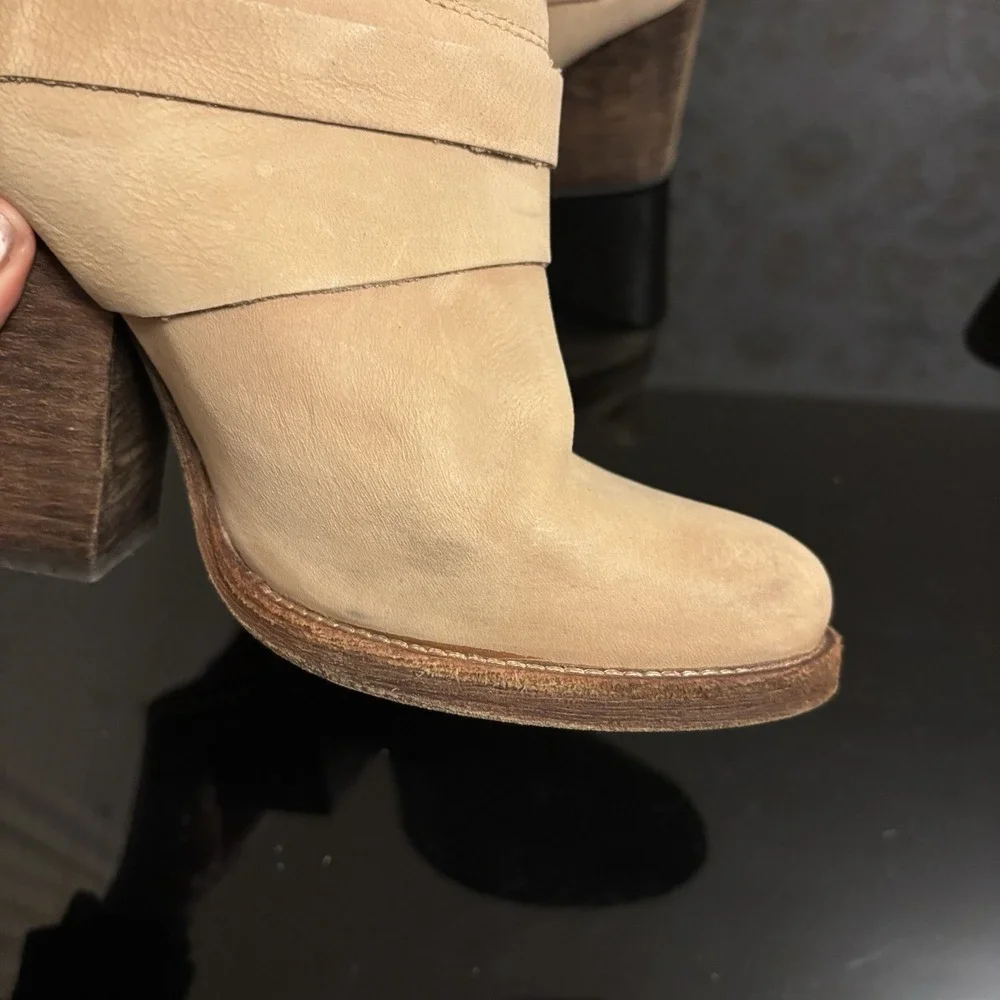 Free People Royal Rush Ankle‎ Boots Leather 38 8 Tan Boho Festival Rodeo Western
